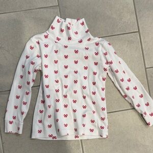 Little English White Kids Turtleneck Shirt with Red Bow Pattern